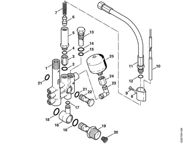Regulation valve block, Safety valve Electric pressure washers (RE) RE 660 W Stihl