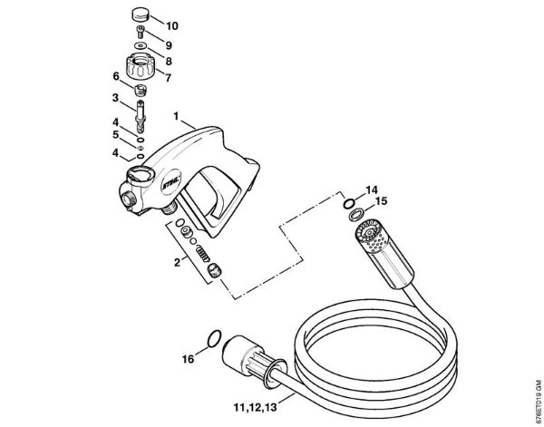 Spray gun, High-pressure hose (40.2009) Electric pressure washers (RE) RE 661 Stihl