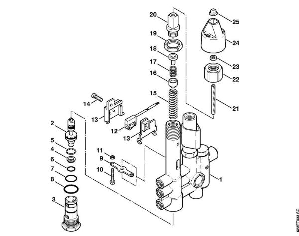 Regulation valve block, Control piston Electric pressure washers (RE) RE 880 W Stihl