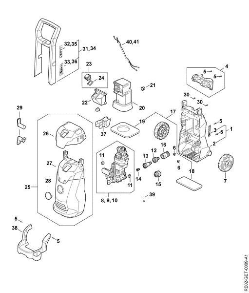 Picture of Chassis, Air baffle, Shroud, Switch housing RE 90.0 PLUS