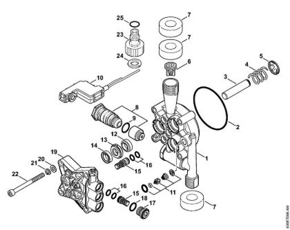 Pump housing, valve block Electric pressure washers (RE) RE 98 Stihl