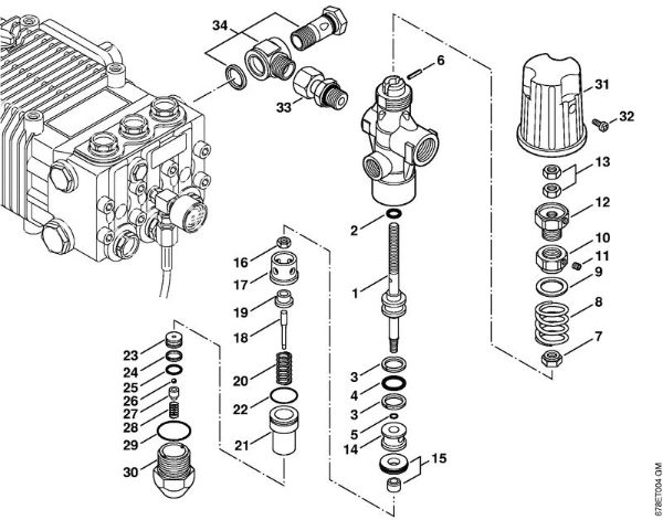 Regulation valve block, Control piston Gasoline powered pressure washers (RB) RB 402 Stihl