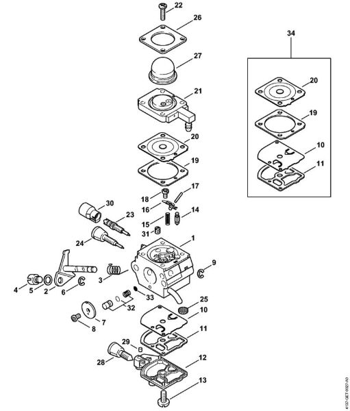 Carburetor 4137/22 Special-purpose units (PC, SP, MC) PC 75 Stihl