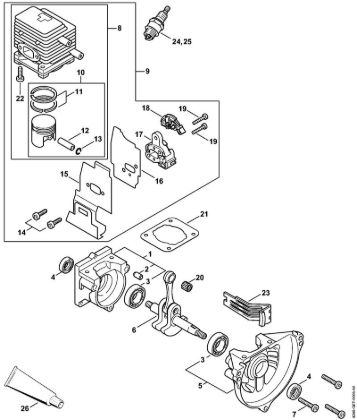 Crankcase, Cylinder Special-purpose units (PC, SP, MC) PC 75 Stihl