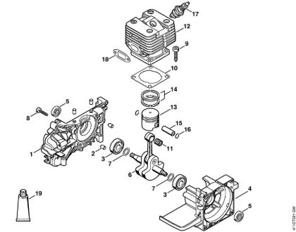 Crankcase, Cylinder Special-purpose units (PC, SP, MC) SP 200 Stihl