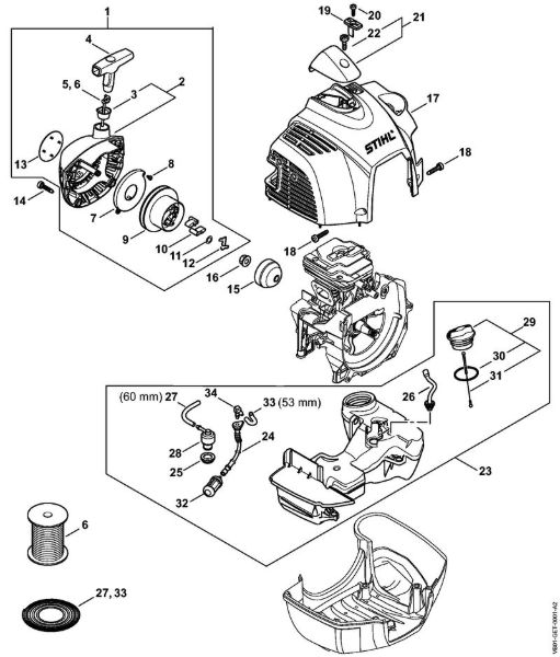 Rewind starter, Fuel tank Special-purpose units (PC, SP, MC) SP 482 Stihl