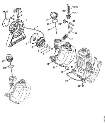 Rewind starter, Fuel tank Special-purpose units (PC, SP, MC) SP 90 T Stihl