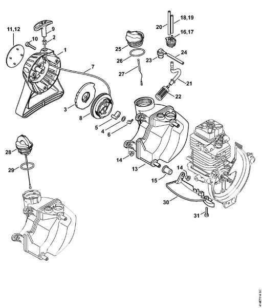 Rewind starter, Fuel tank Special-purpose units (PC, SP, MC) SP 90 T Stihl