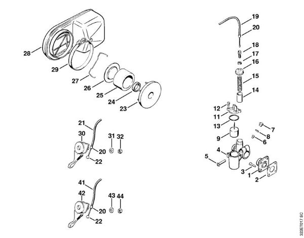 Carburetor, Silencer Mistblowers (SR) SG 17 Stihl