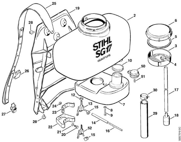 Container with tank, Backplate Mistblowers (SR) SG 17 Stihl