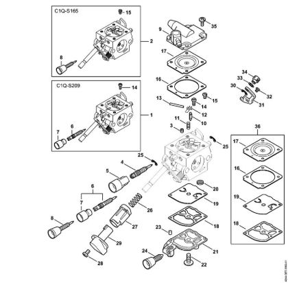 Carburetor C1Q-S209, C1Q-S165 Mistblowers (SR) SR 450 Stihl