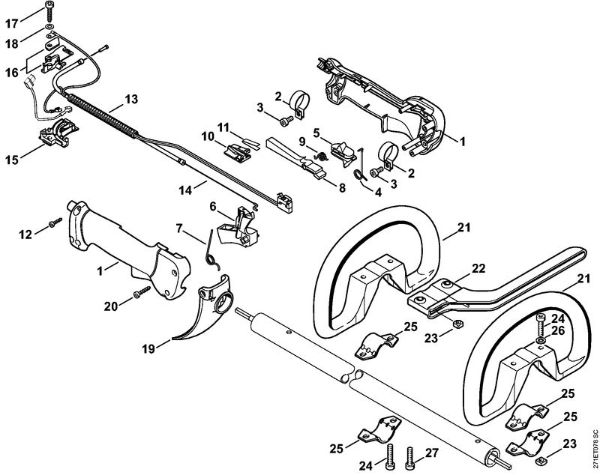 Control handle Backpack brushcutters (FR) FR 350 Stihl