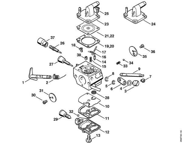 Carburetor C1Q-S155, C1Q-S113, C1Q-S94 FR 450, 480 Backpack brushcutters (FR) FR 480 (4128) Stihl