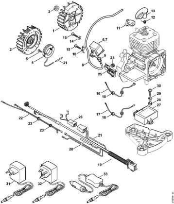 Ignition system, Wiring harness FR 450, 480, 480 C Backpack brushcutters (FR) FR 480 (4128) Stihl