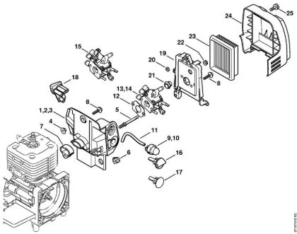 Carburetor housing, Air filter FR 450, 480 Backpack brushcutters (FR) FR 480 C-F (4128) Stihl