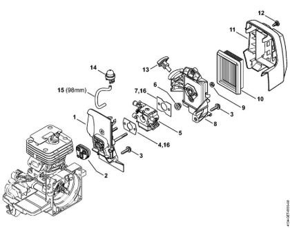 Carburetor housing, Air filter 2-MIX Brushcutters (FS) FS 120 2-MIX Stihl