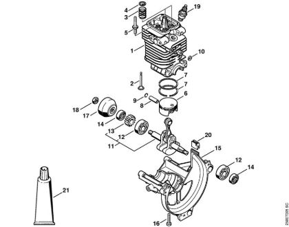 Cylinder, Engine pan Brushcutters (FS) FS 130 Stihl