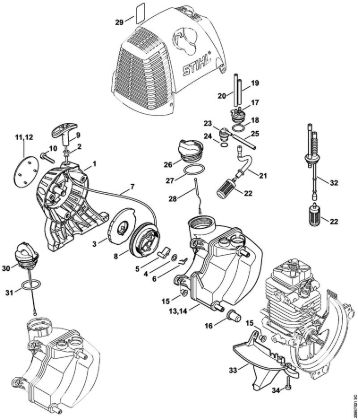 Rewind starter, Fuel tank Brushcutters (FS) FS 130 Stihl