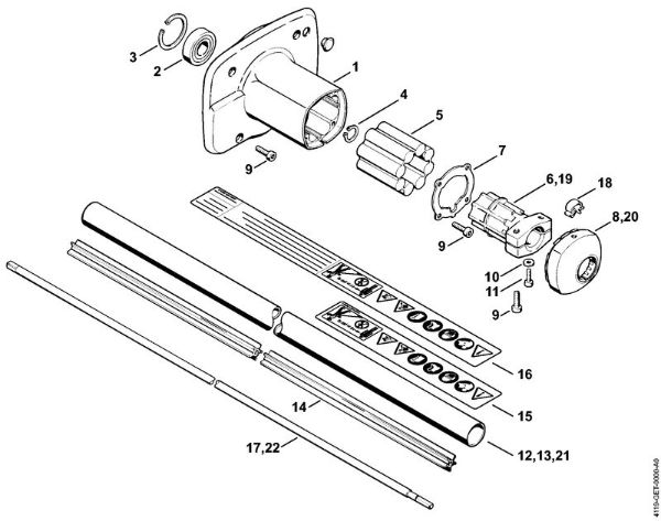 Clutch housing, Drive tube assembly Brushcutters (FS) FS 180 Stihl