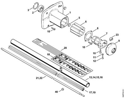 Clutch housing, Drive tube assembly Brushcutters (FS) FS 220 Stihl