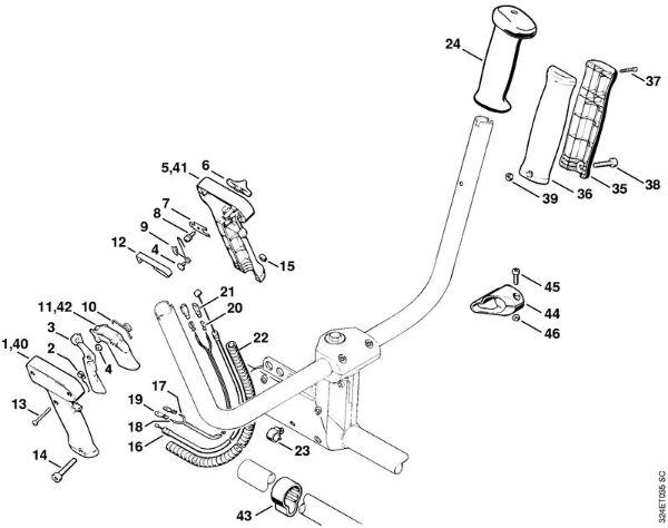 Control handle    3 54 341 645 (20.2002) Brushcutters (FS) FS 220 Stihl