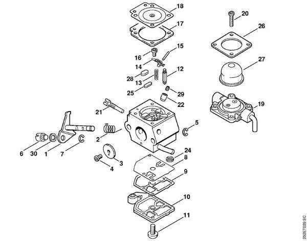 Carburetor C1Q-S58 (27.2001) Brushcutters (FS) FS 55 T Stihl