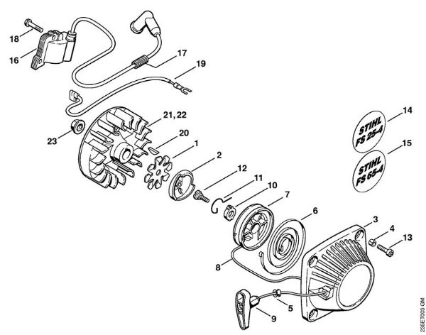 Rewind starter, Ignition system Brushcutters (FS) FS 65-4 Stihl
