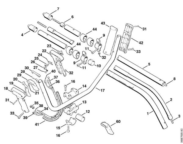 Two-handed handle bar, Drive tube assembly Brushcutters (FS) FS 66 R Stihl