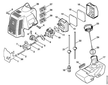 Air filter, Fuel tank Brushcutters (FS) FS 72 Stihl