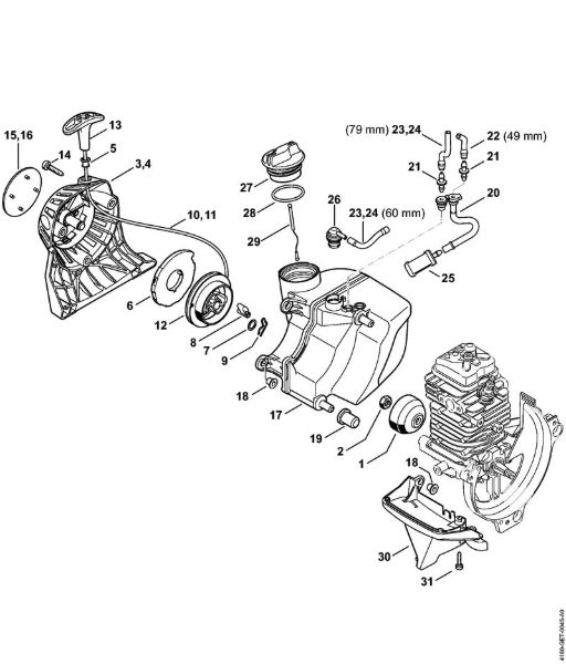 Rewind starter, Fuel tank Brushcutters (FS) FS 89 Stihl