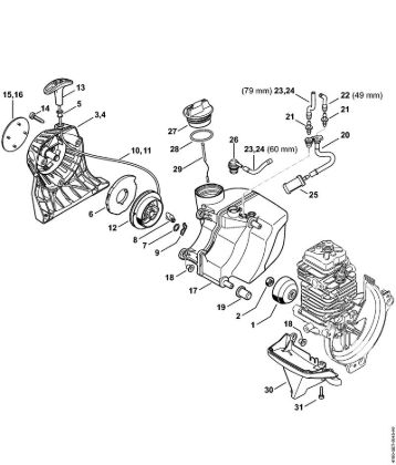 Rewind starter, Fuel tank Brushcutters (FS) FS 89 R Stihl