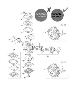 Picture of Carburetor HDA-302, HDA-311 FS 490 C-EM KW