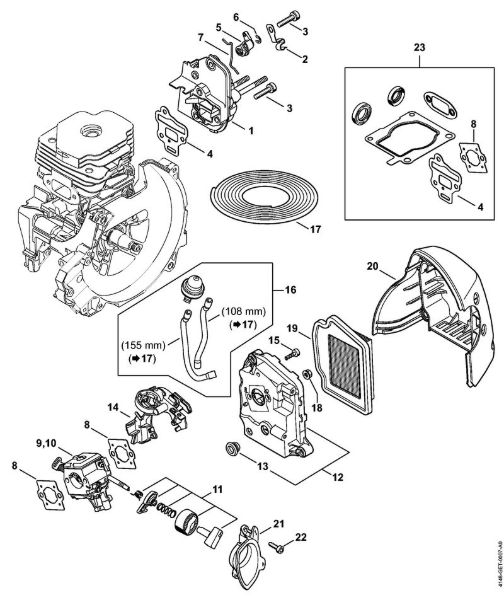 Spacer flange, Air filter, Filter housing Clearing saws (FS) FS 560 C-EM Stihl