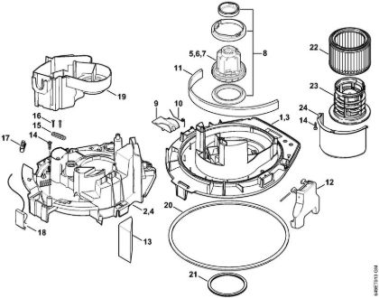 Motor Housing, Electric motor, Filter Vacuum cleaners (SE) SE 122 Stihl