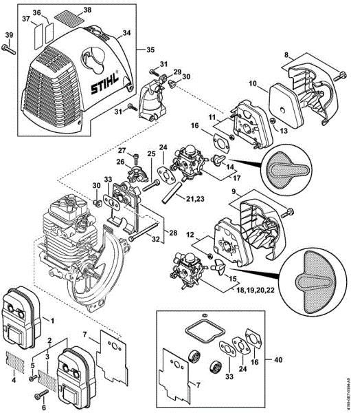 Muffler, Air filter FC 100, FC 110 FC 110 brand Stihl