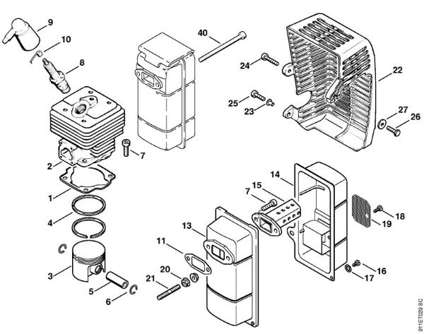 Cylinder, Muffler P 835, P 840 P 835 brand Stihl