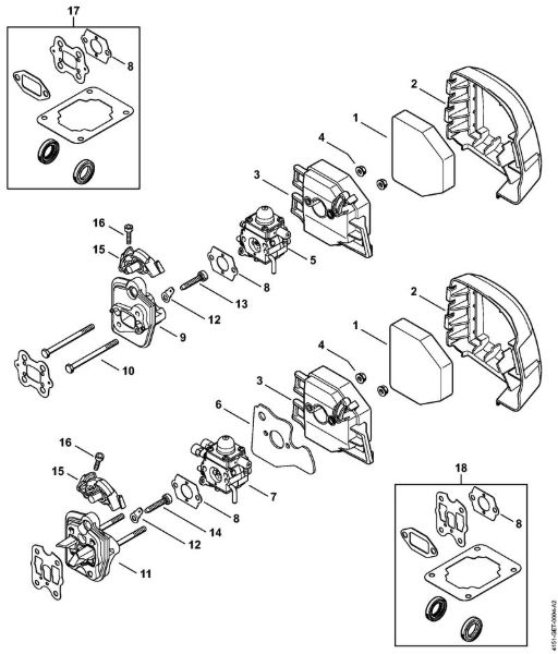 Air filter, Spacer flange BT 230 BT 230 brand Stihl