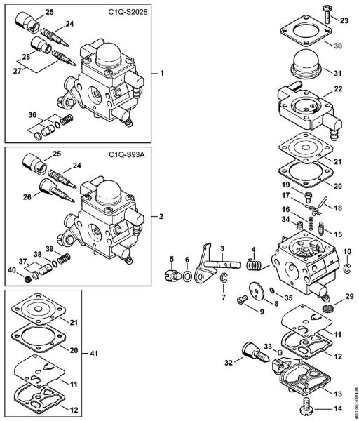 Carburetor C1Q-S202, C1Q-S93 MultiEngines (MM) MM 55 brand Stihl