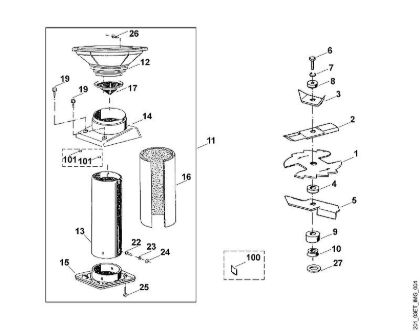 D - Funnel, blade set GE GE 230 brand Viking