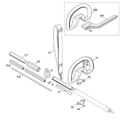 Picture of B - Drive tube, loop handle HEL 600