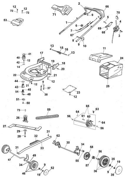 Complete illustrated parts list MAX 48 TBG Lawnmower