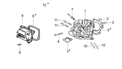 Cylinder head MH 180RK (K700 H - SN T210) (EN709) Rotary tiller