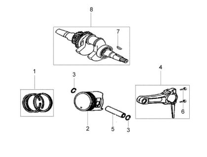 Crankshaft and piston MH 180RK (K700 H - SN T210) (EN709) Rotary tiller
