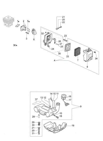 Tank and air filter OM 43 Brushcutter