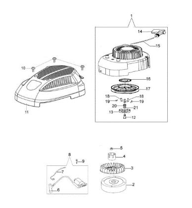 Starter assy and flywheel G 44 PK COMFORT PLUS (K500) Lawnmower