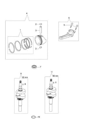 Crankshaft and piston G 53 TK ALLROAD EXA 4 (K800) Lawnmower