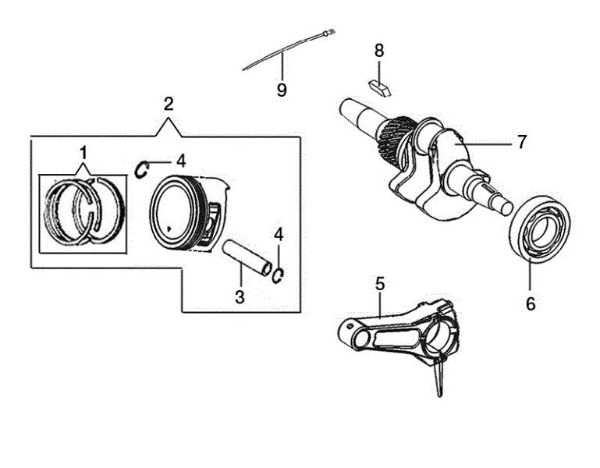 Crankshaft and piston ARTIK 62 ELD Snow blower