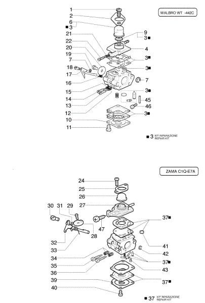 Carburetor WT-442E, C1Q-E7 727 T Brushcutter