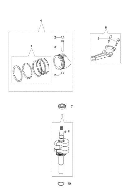Crankshaft and piston G 48 TK COMFORT PLUS (K600) Lawnmower