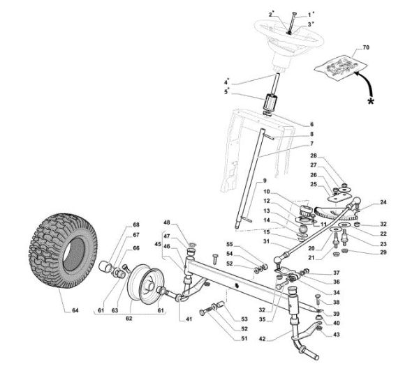 Steering arm OM 98L/14,5 K H Cat. 2015 Garden tractor